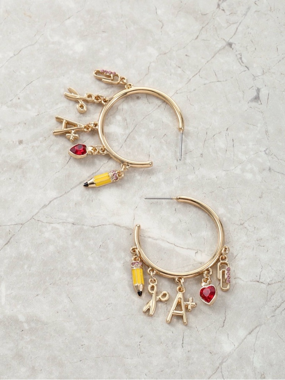 Packed Party Teacher Back To School Charm Hoop Earrings - NWT - Picture 3 of 4